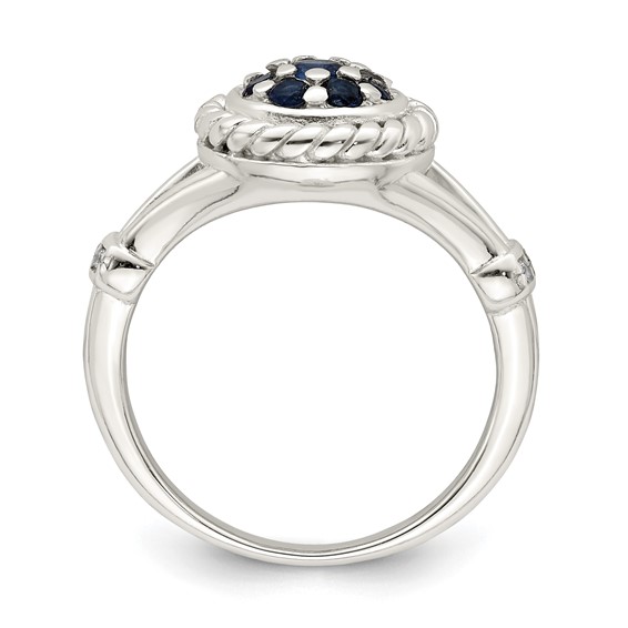 Sterling Silver Blue & White CZ Ring