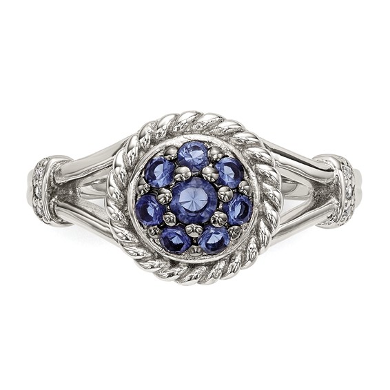 Sterling Silver Blue & White CZ Ring