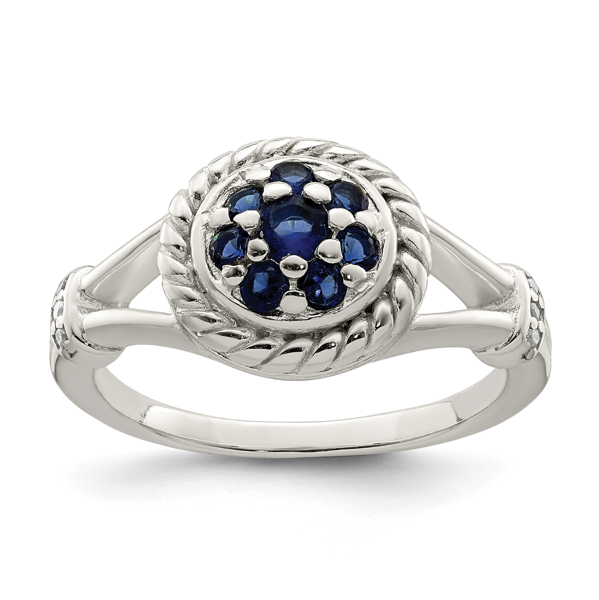 Sterling Silver Blue & White CZ Ring (QR6772-6)