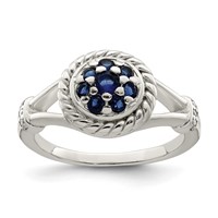 Sterling Silver Blue & White CZ Ring view 1