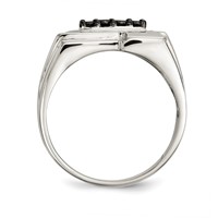 Sterling Silver Rhodium-plated Mens Black Diamond Polished Ring view 2