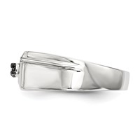Sterling Silver Rhodium-plated Mens Black Diamond Polished Ring view 3