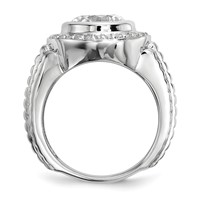 Sterling Silver Rhodium-plated Mens CZ Ring view 2