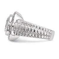 Sterling Silver Rhodium-plated Mens CZ Ring view 3
