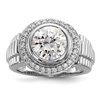 Sterling Silver Rhodium-plated Mens CZ Ring view 1