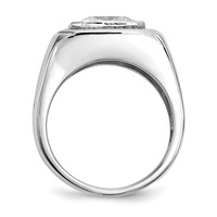 Sterling Silver Rhodium-plated Mens CZ Ring view 2
