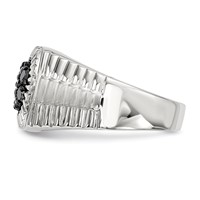 Sterling Silver Rhod-plated Mens Black Diamond Polished Satin Ring view 3
