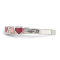 Sterling Silver Rhodium-plated Children's Enameled Hearts Ring view 3