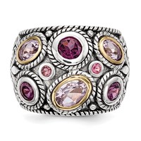 Sterling Silver Rhod Ring with 14K Pink Qrtz Rhodolite GA & Pink Tourmaline view 4