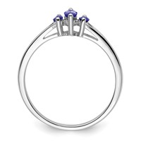 Sterling Silver Rhodium 3 Stone Tanzanite Ring view 2