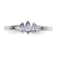Sterling Silver Rhodium 3 Stone Tanzanite Ring view 4
