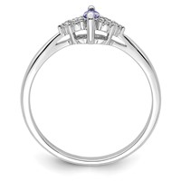 Sterling Silver Rhodium Diam. and Tanzanite Ring view 2