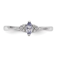 Sterling Silver Rhodium Diam. and Tanzanite Ring view 4