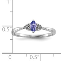 Sterling Silver Rhodium Diam. and Tanzanite Ring view 5