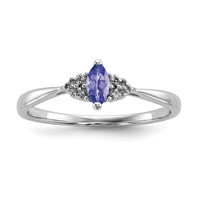 Sterling Silver Rhodium Diam. and Tanzanite Ring view 1