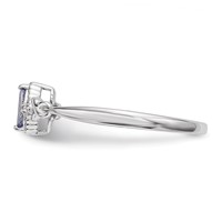 Sterling Silver Rhodium Diam. and Tanzanite Ring view 3