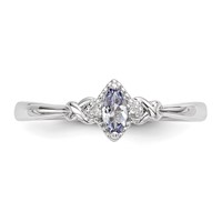 Sterling Silver Rhodium Diam. and Tanzanite Ring view 4