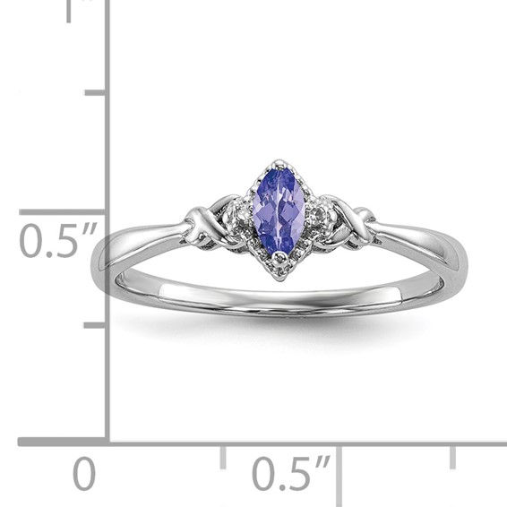 Sterling Silver Rhodium Diam. and Tanzanite Ring