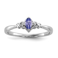 Sterling Silver Rhodium Diam. and Tanzanite Ring view 1