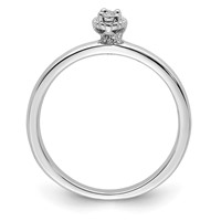 Sterling Silver Rhodium Plated Polished Diamond Ring view 2