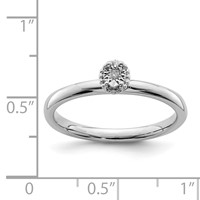 Sterling Silver Rhodium Plated Polished Diamond Ring view 3