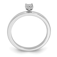 Sterling Silver Rhodium Plated Polished Diamond Heart Shape Ring view 2