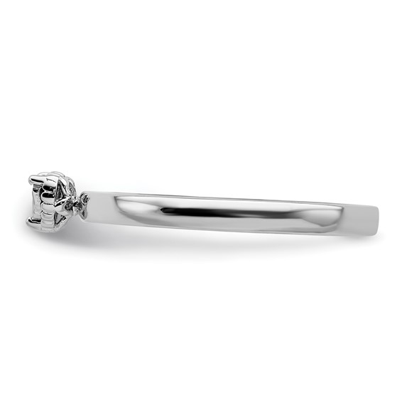 Sterling Silver Rhodium Plated Polished Diamond Heart Shape Ring