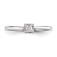 Sterling Silver Rhodium Plated Polished Diamond Heart Shape Ring view 4