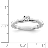 Sterling Silver Rhodium Plated Polished Diamond Heart Shape Ring view 5