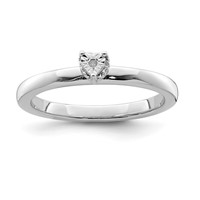 Sterling Silver Rhodium Plated Polished Diamond Heart Shape Ring view 1