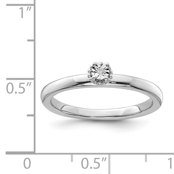 Sterling Silver Rhodium Plated Polished Diamond Ring