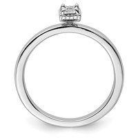 Sterling Silver Rhodium Plated Polished Diamond Square Shape Ring view 2