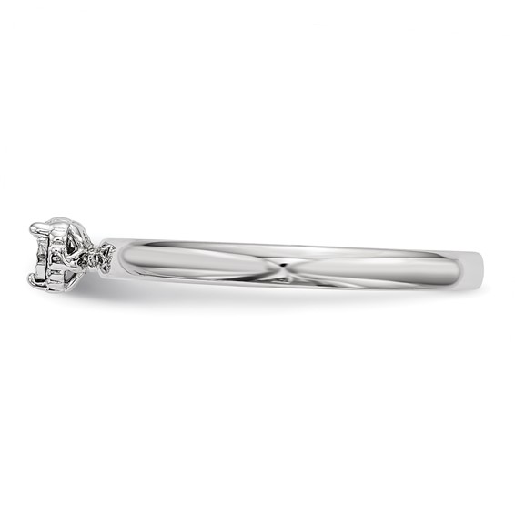 Sterling Silver Rhodium Plated Polished Diamond Square Shape Ring