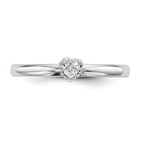 Sterling Silver Rhodium Plated Polished Diamond Square Shape Ring view 4