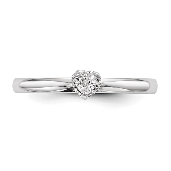 Sterling Silver Rhodium Plated Polished Diamond Square Shape Ring