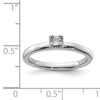 Sterling Silver Rhodium Plated Polished Diamond Square Shape Ring view 5