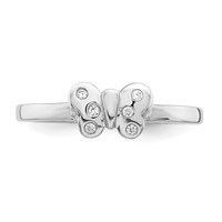 Sterling Silver Rhodium-plated Childs CZ Butterfly Ring view 5