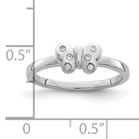 Sterling Silver Rhodium-plated Childs CZ Butterfly Ring view 4