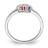 Sterling Silver RH-plated Multi-color Enameled Cupcake Children's Ring view 2