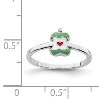 Sterling Silver Rhodium-plated Childs Enameled Apple Core Ring view 5
