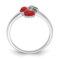 Sterling Silver Rhodium-plated Childs Enameled Cherry Ring view 2