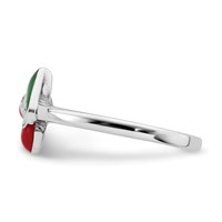 Sterling Silver Rhodium-plated Childs Enameled Cherry Ring view 3