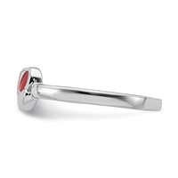 Sterling Silver RH-plated Red Enameled Double Heart Ring view 3