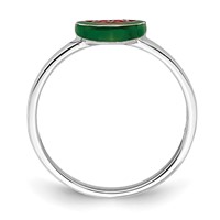 Sterling Silver Rhodium-plated Childs Enameled Watermelon Ring view 2