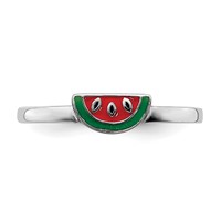 Sterling Silver Rhodium-plated Childs Enameled Watermelon Ring view 4