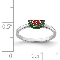 Sterling Silver Rhodium-plated Childs Enameled Watermelon Ring view 5
