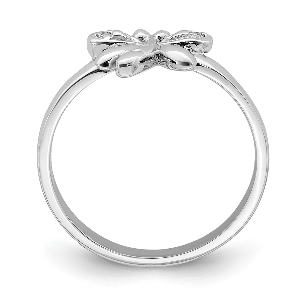 Sterling Silver Rhodium-plated Polished CZ Dragonfly Children's Ring (QR6808-4)
