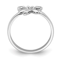 Sterling Silver Rhodium-plated Polished CZ Dragonfly Children's Ring view 2
