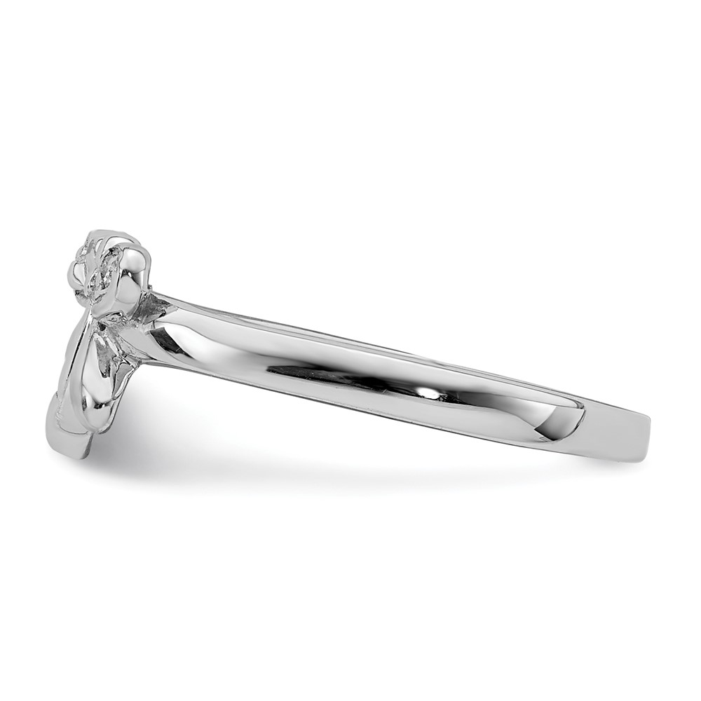 Sterling Silver Rhodium-plated Polished CZ Dragonfly Children's Ring (QR6808-4)