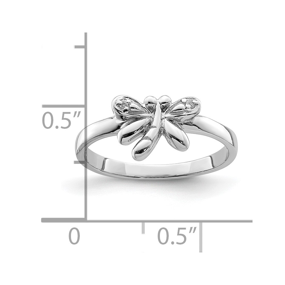 Sterling Silver Rhodium-plated Polished CZ Dragonfly Children's Ring (QR6808-4)